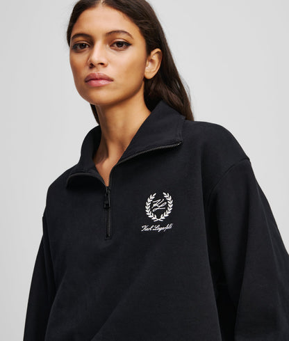 Karl Lagerfeld Hotel Karl Loungewear Half-Zip Sweatshirt Black