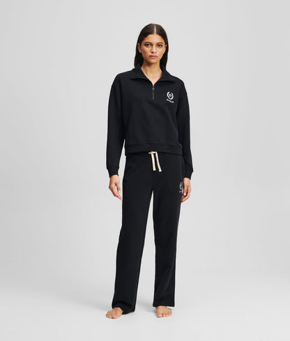 Karl Lagerfeld Hotel Karl Loungewear Half-Zip Sweatshirt Black