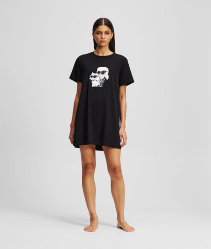 Karl Lagerfeld Ikon T-Shirt Pajama Dress Black