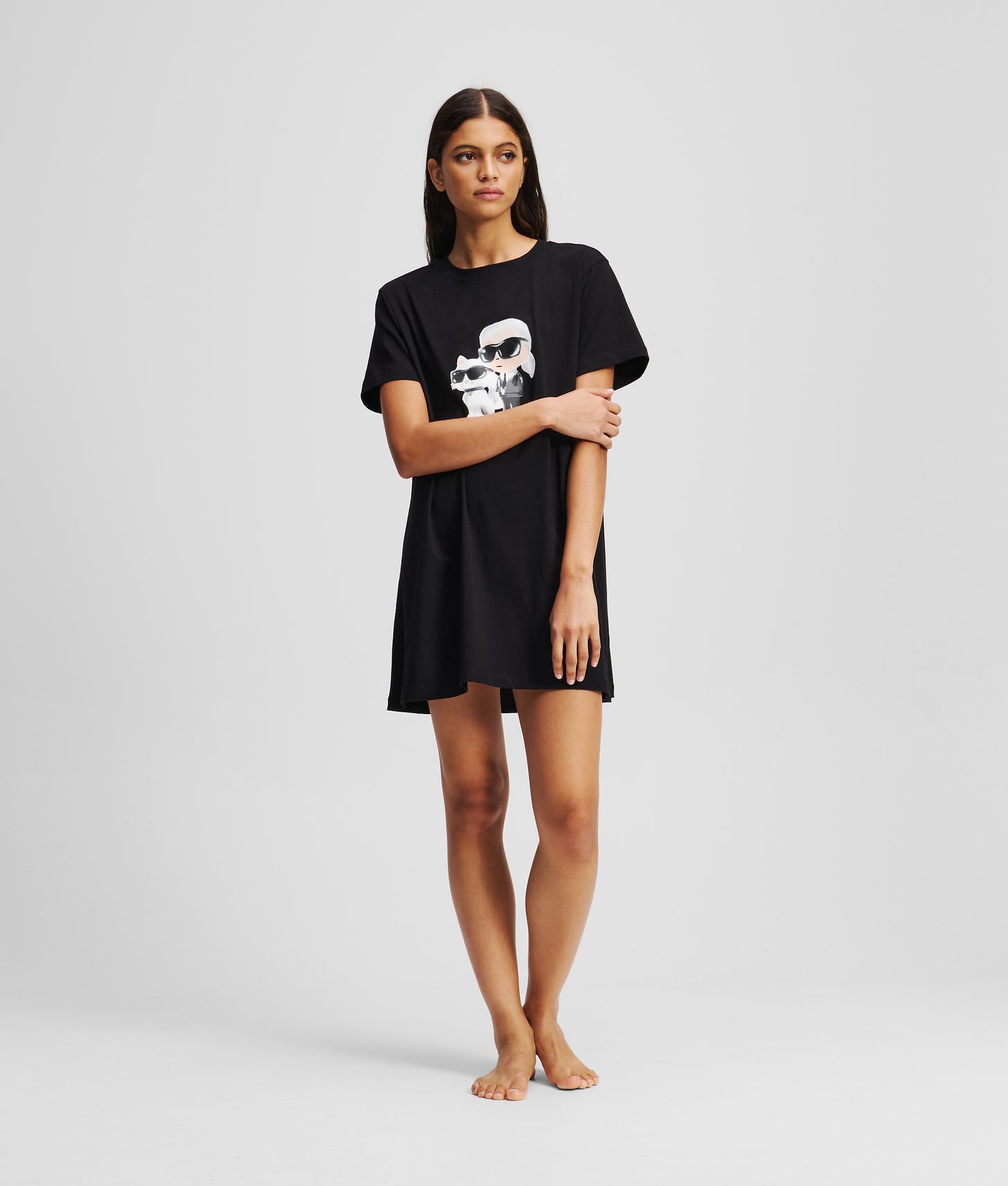 Karl Lagerfeld Ikon T-Shirt Pajama Dress Black