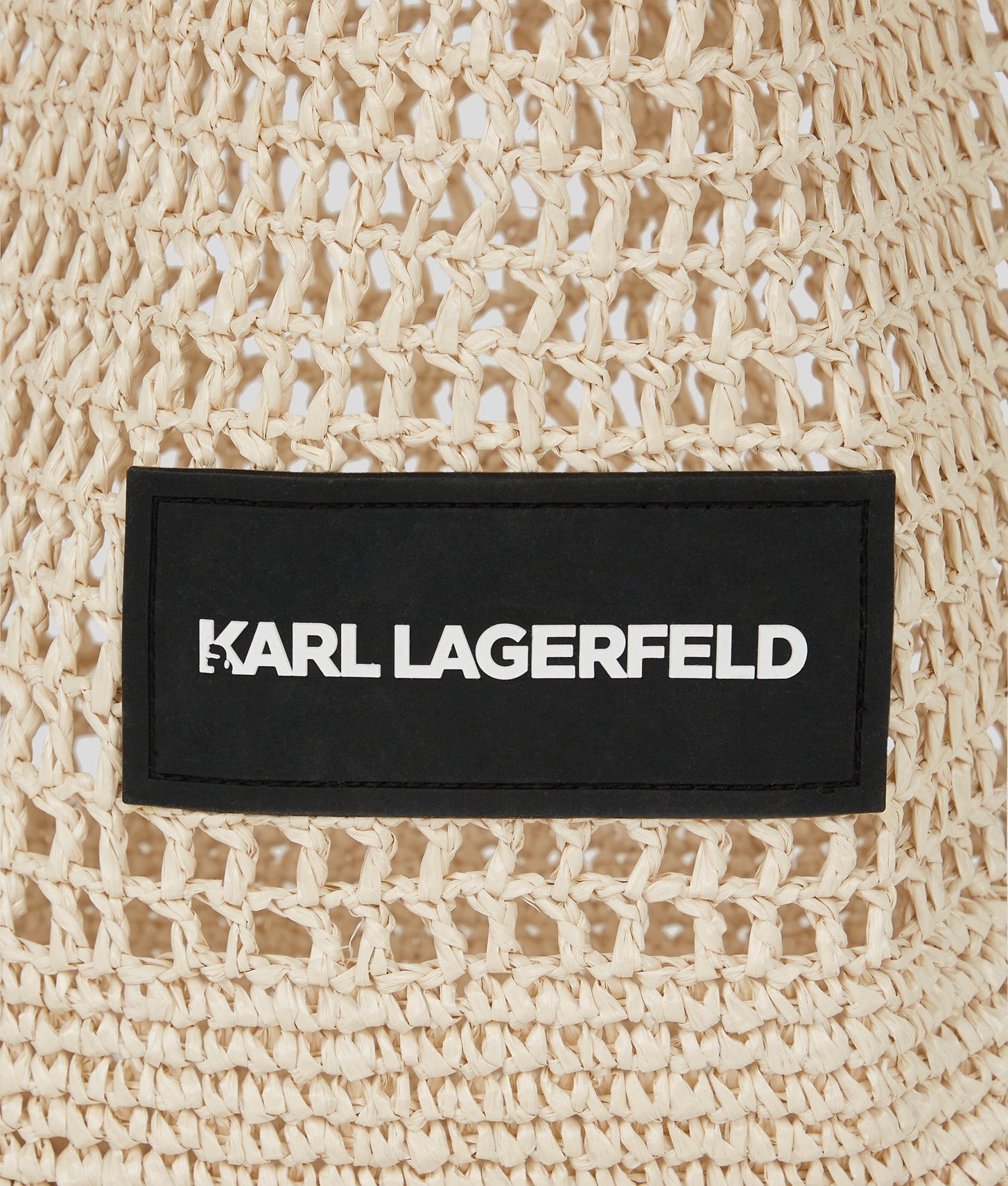 KarlLagerfeld Logo Crochet Beach Bag Natural