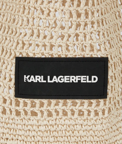 KarlLagerfeld Logo Crochet Beach Bag Natural