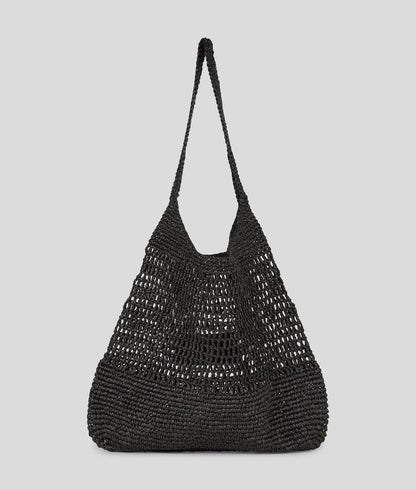 KarlLagerfeld Logo Crochet Beach Bag Black