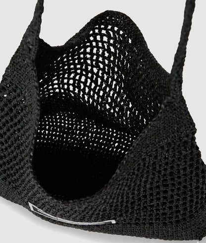 KarlLagerfeld Logo Crochet Beach Bag Black