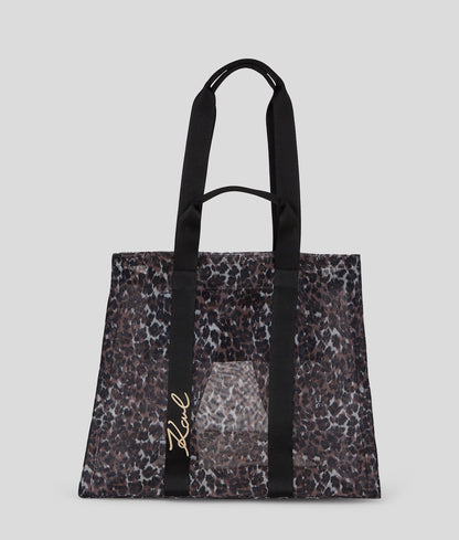 KarlLagerfeld Ksignature Beach Tote Bag Signature Leopard