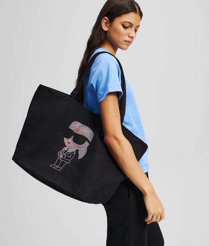 KarlLagerfeld Ikon Rhinestone Shopper Black