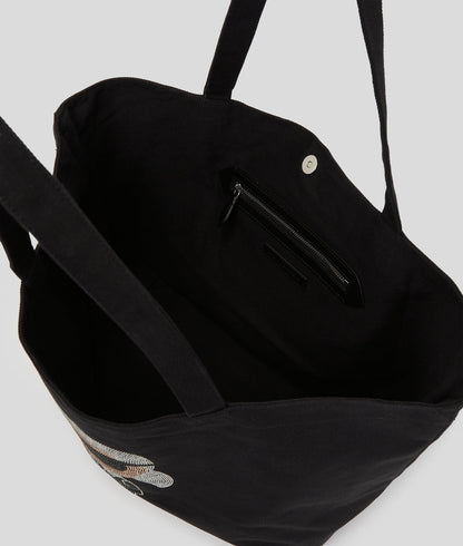 KarlLagerfeld Ikon Rhinestone Shopper Black