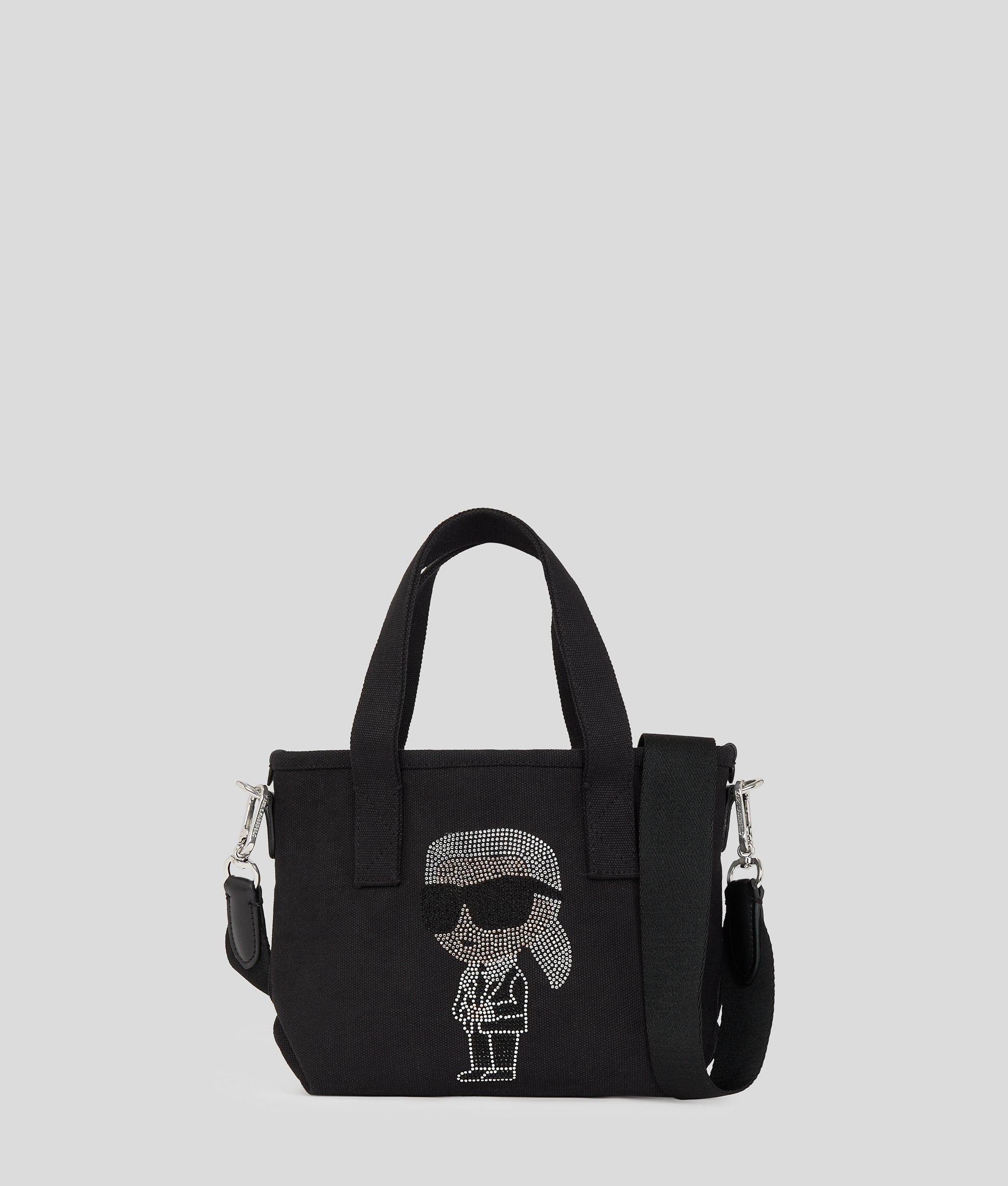 KarlLagerfeld Ikon Small Rhinestone Shopper Black