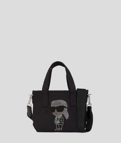 KarlLagerfeld Ikon Small Rhinestone Shopper Black