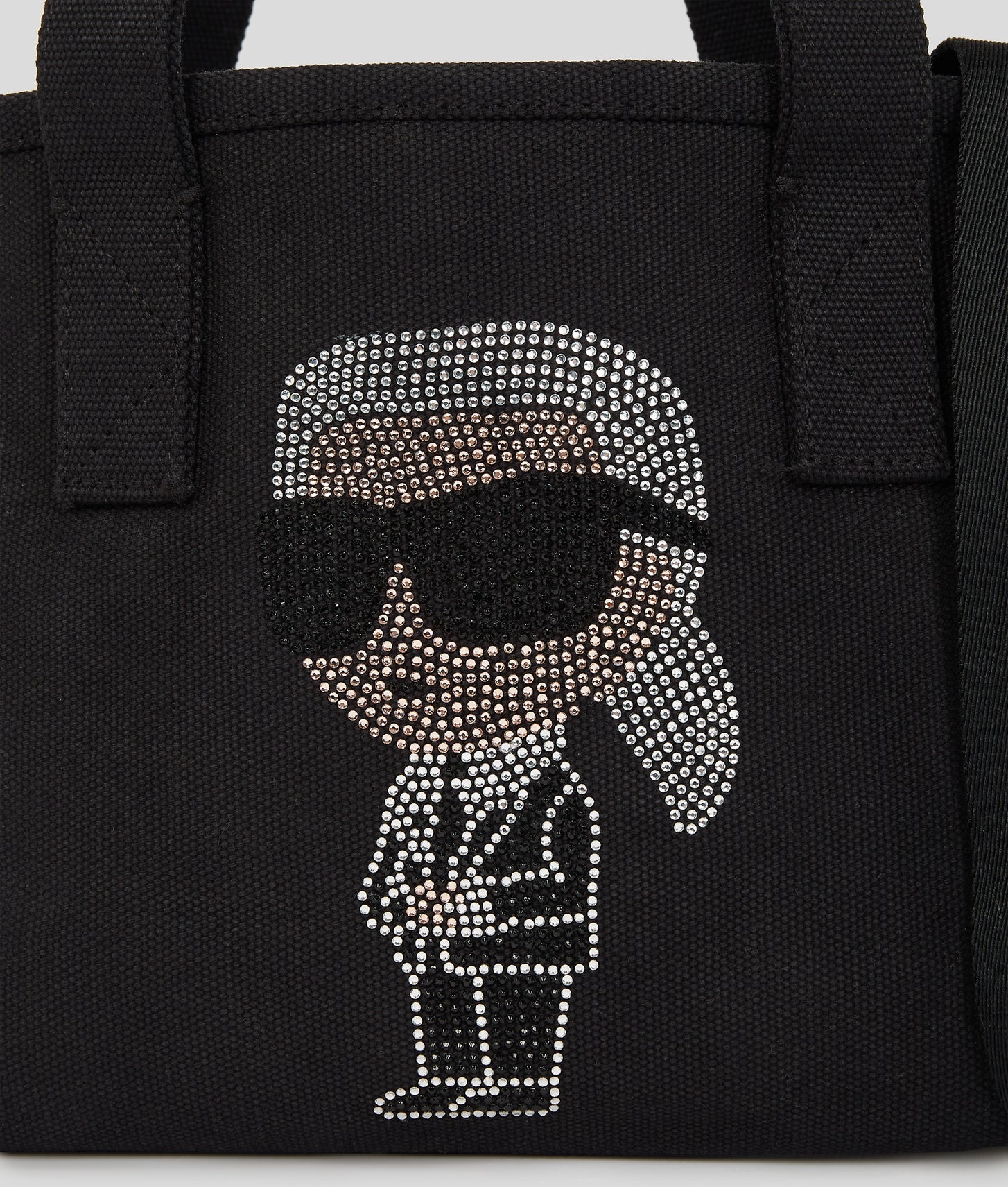 KarlLagerfeld Ikon Small Rhinestone Shopper Black