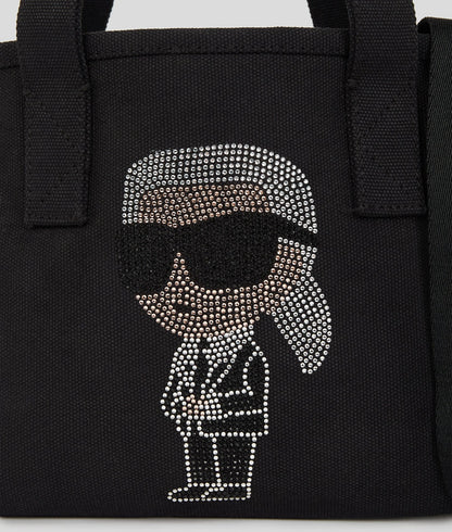 KarlLagerfeld Ikon Small Rhinestone Shopper Black