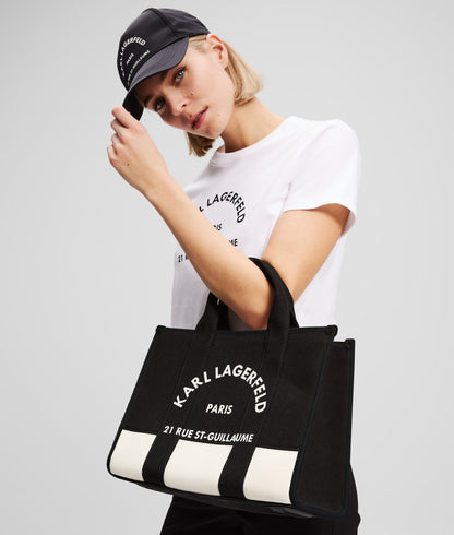 KarlLagerfeld Rue St-Guillaume Medium Tote Bag Cannoli Cream-Black