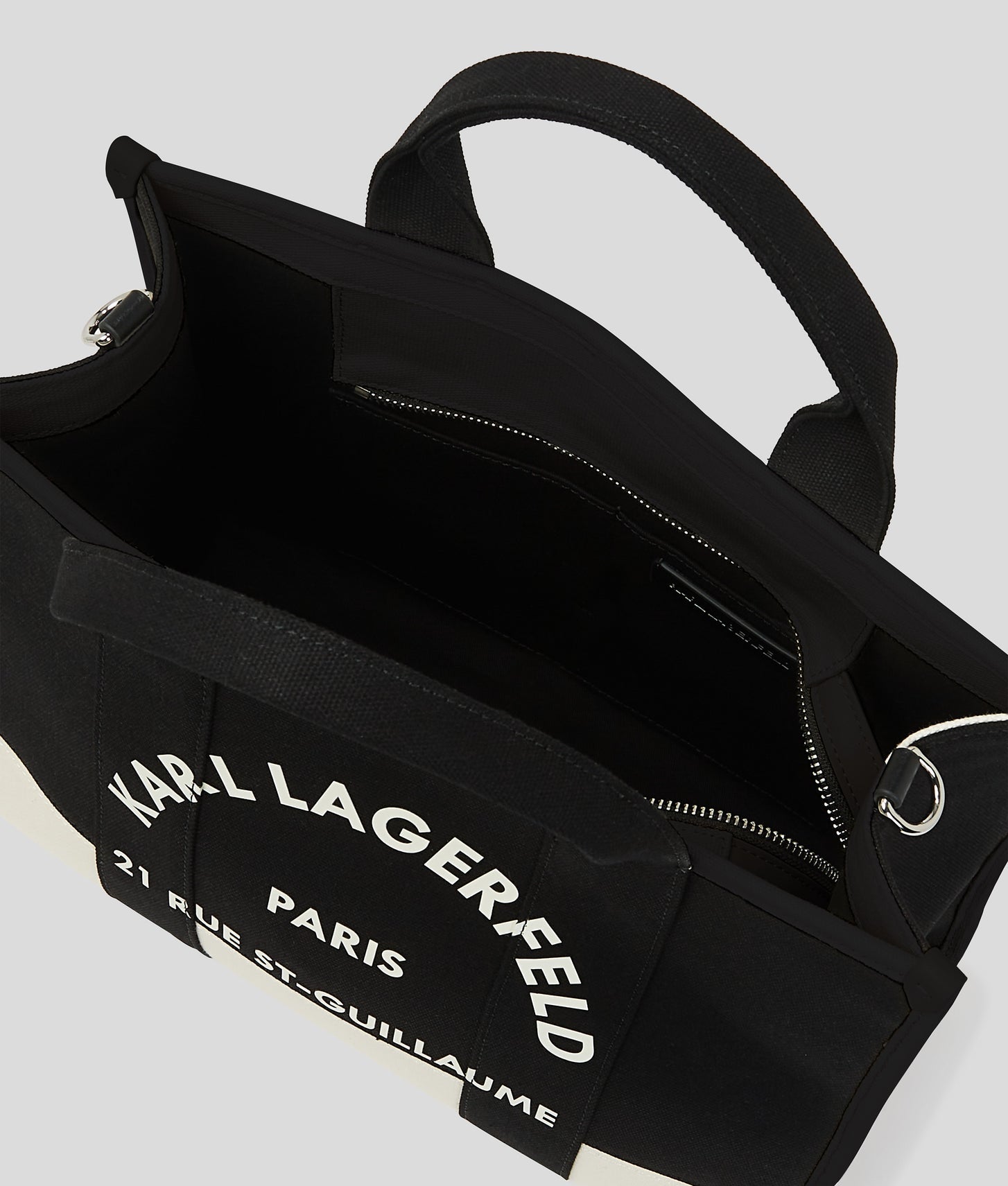 KarlLagerfeld Rue St-Guillaume Medium Tote Bag Cannoli Cream-Black
