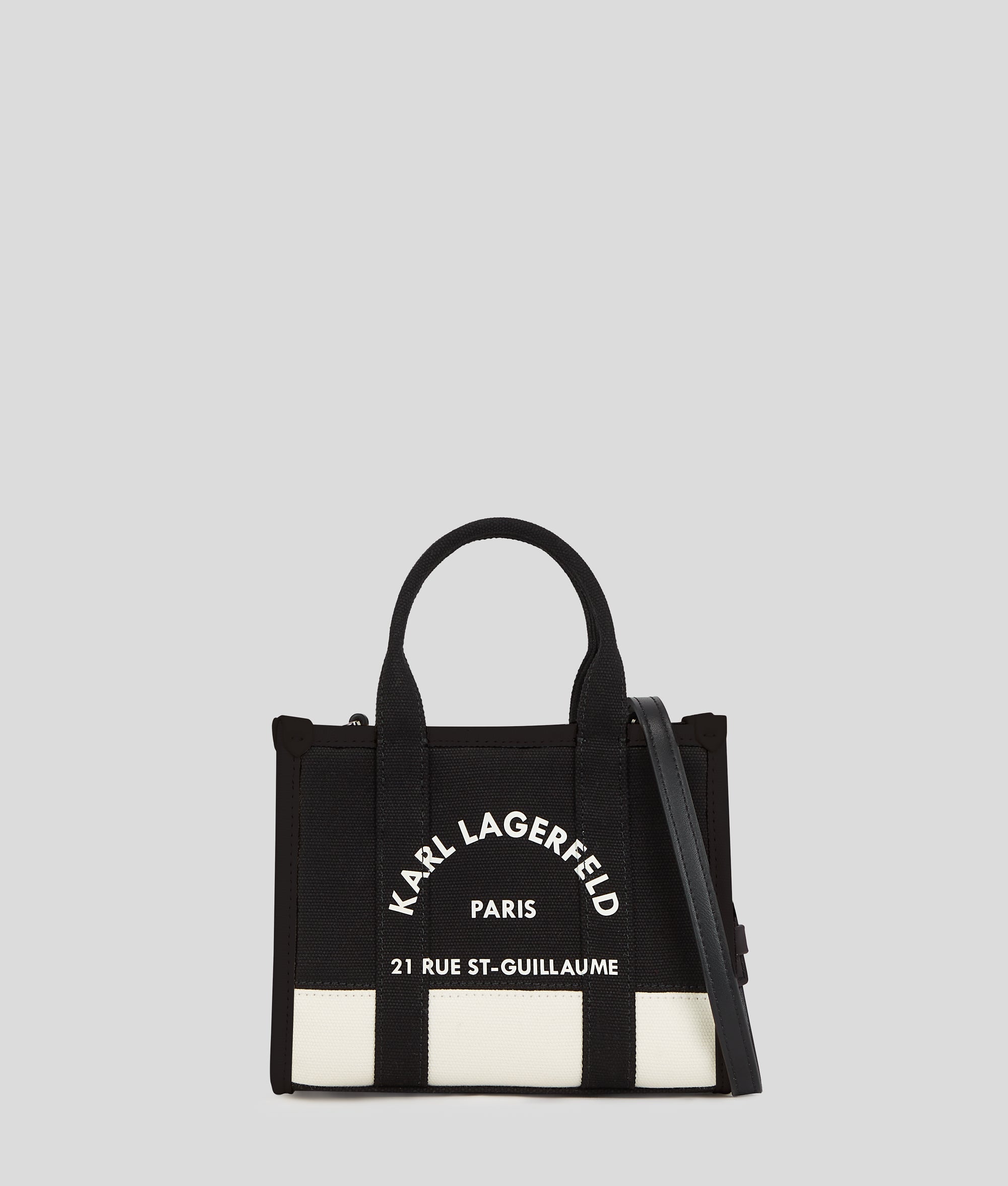 KarlLagerfeld Rue St-Guillaume Mini Tote Bag Cannoli Cream-Black