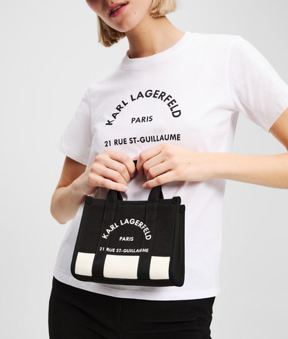 KarlLagerfeld Rue St-Guillaume Mini Tote Bag Cannoli Cream-Black