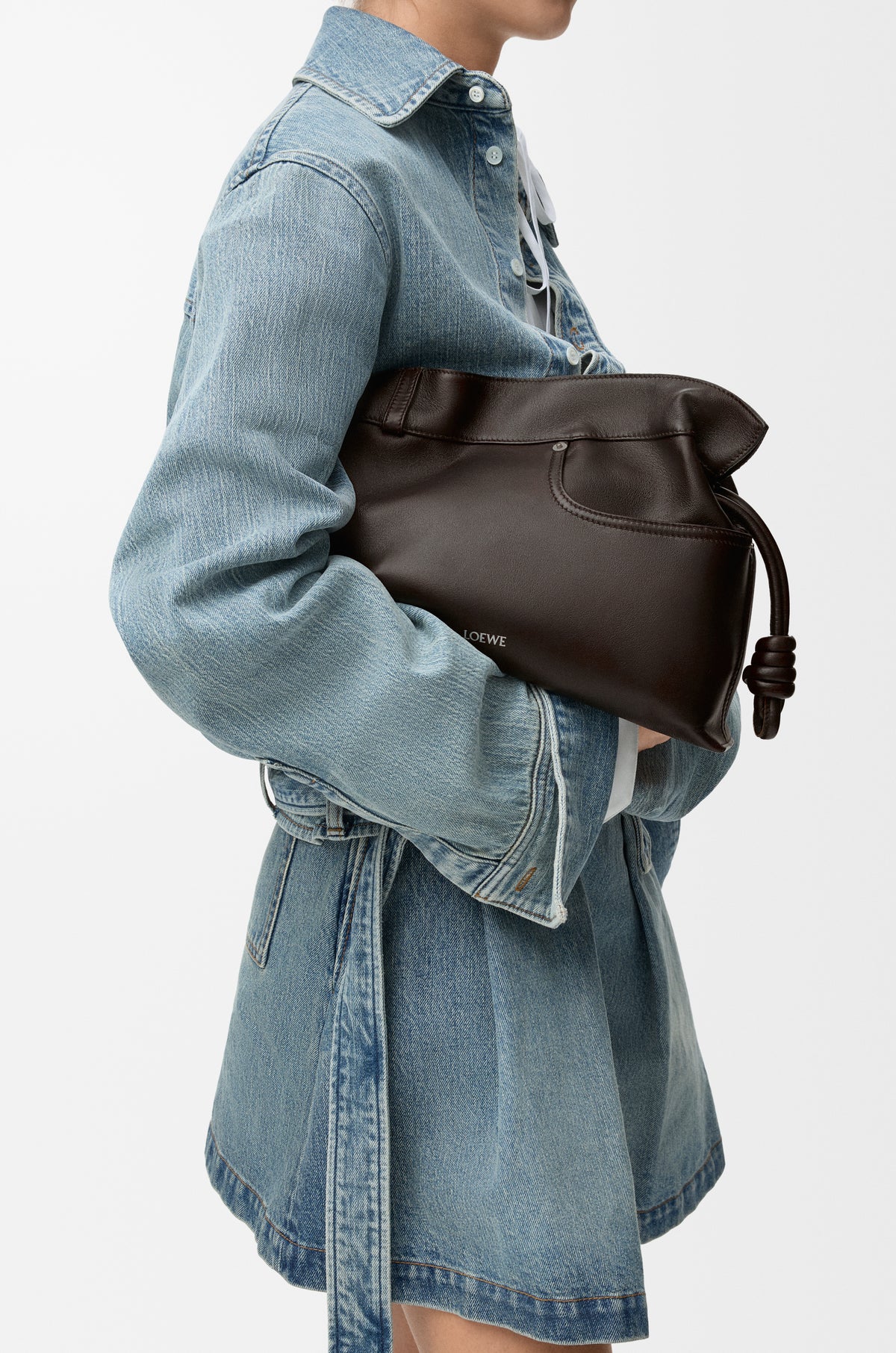 Loewe Panta medium Flamenco clutch in shiny calfskin