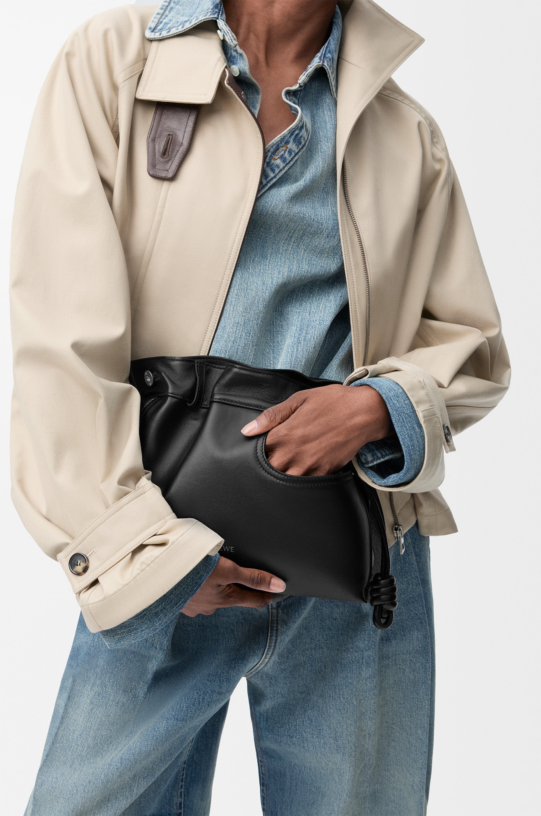 Loewe Panta medium Flamenco clutch in shiny calfskin