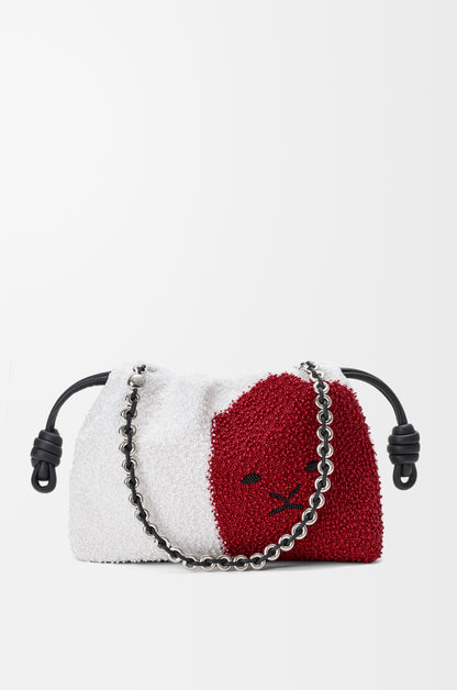 Loewe Medium Lion Beads Flamenco purse in beaded canvas and calfskin