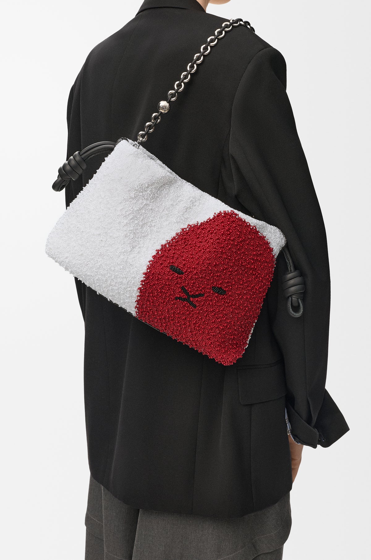 Loewe Medium Lion Beads Flamenco purse in beaded canvas and calfskin