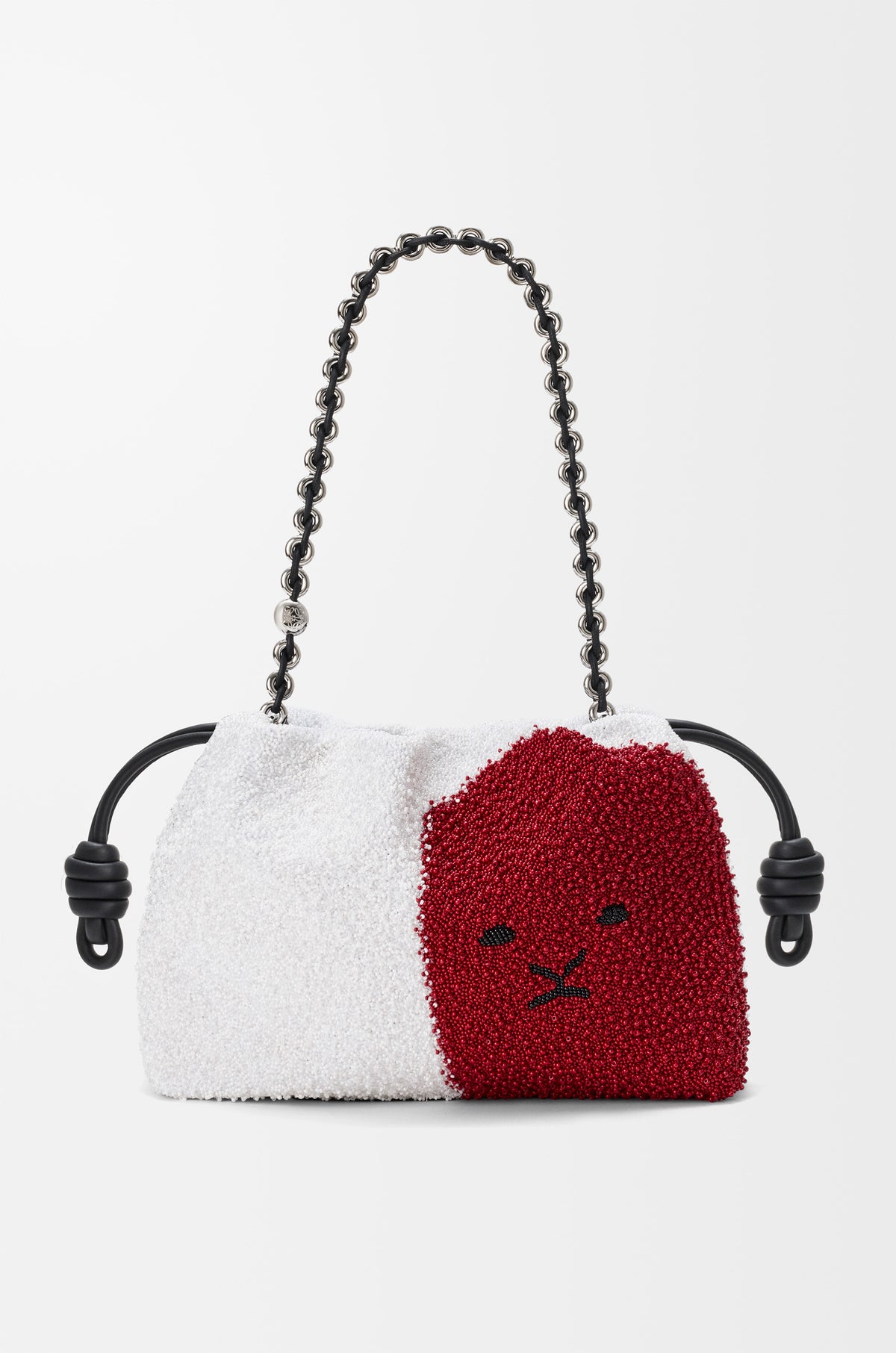 Loewe Medium Lion Beads Flamenco purse in beaded canvas and calfskin