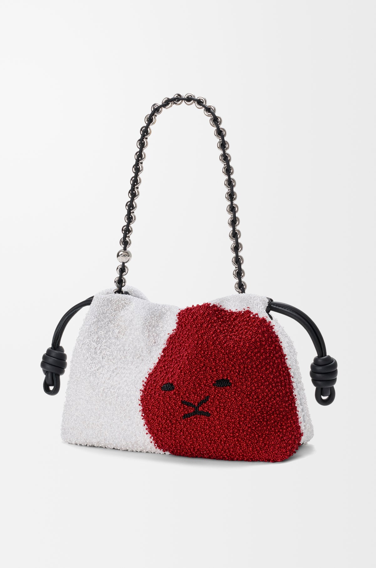 Loewe Medium Lion Beads Flamenco purse in beaded canvas and calfskin