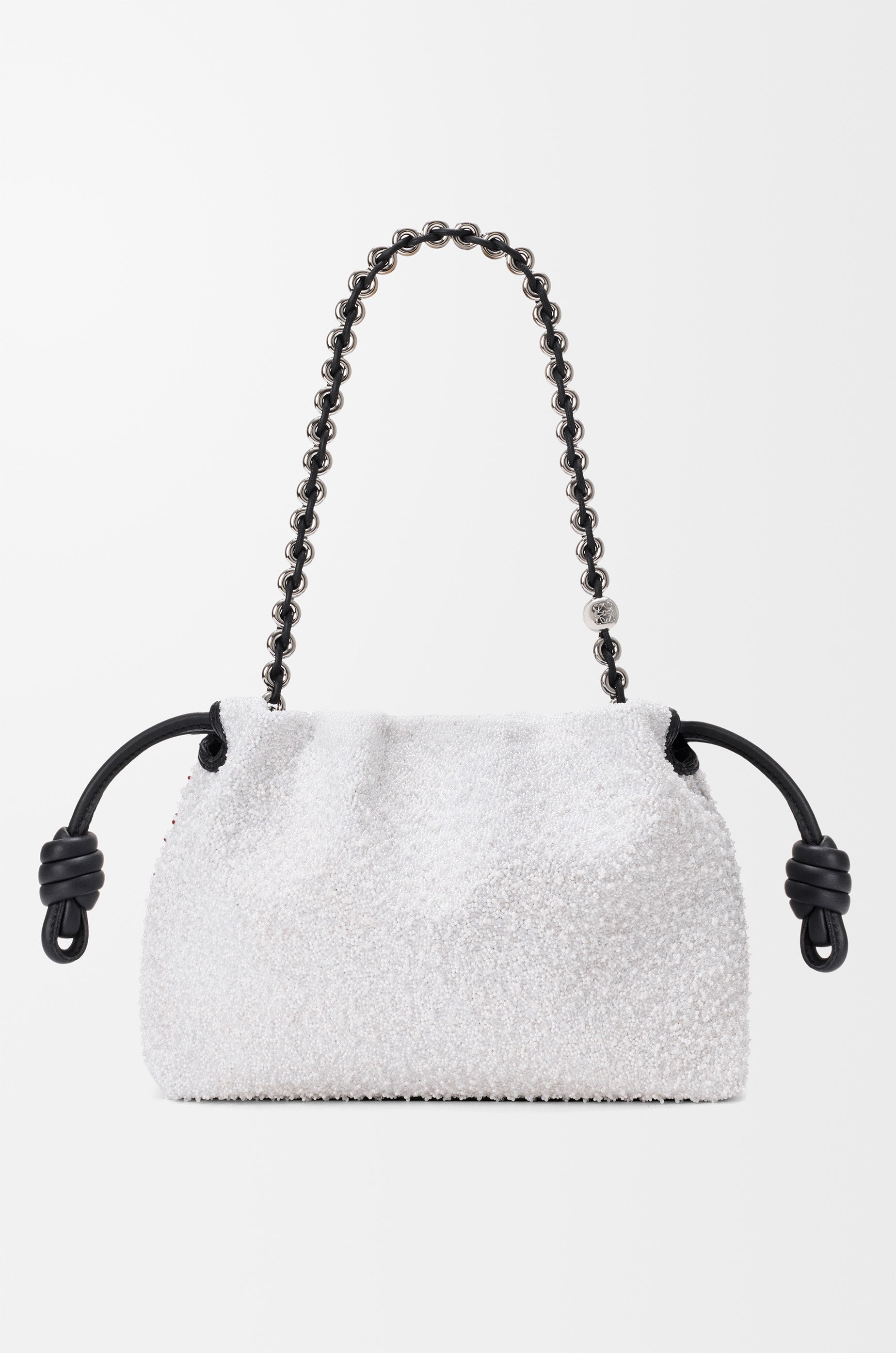 Loewe Medium Lion Beads Flamenco purse in beaded canvas and calfskin