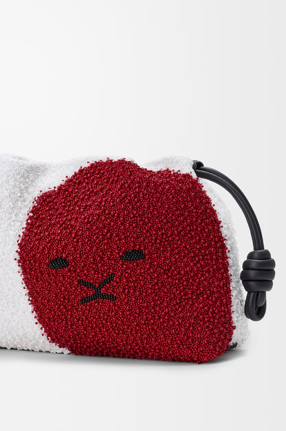 Loewe Medium Lion Beads Flamenco purse in beaded canvas and calfskin