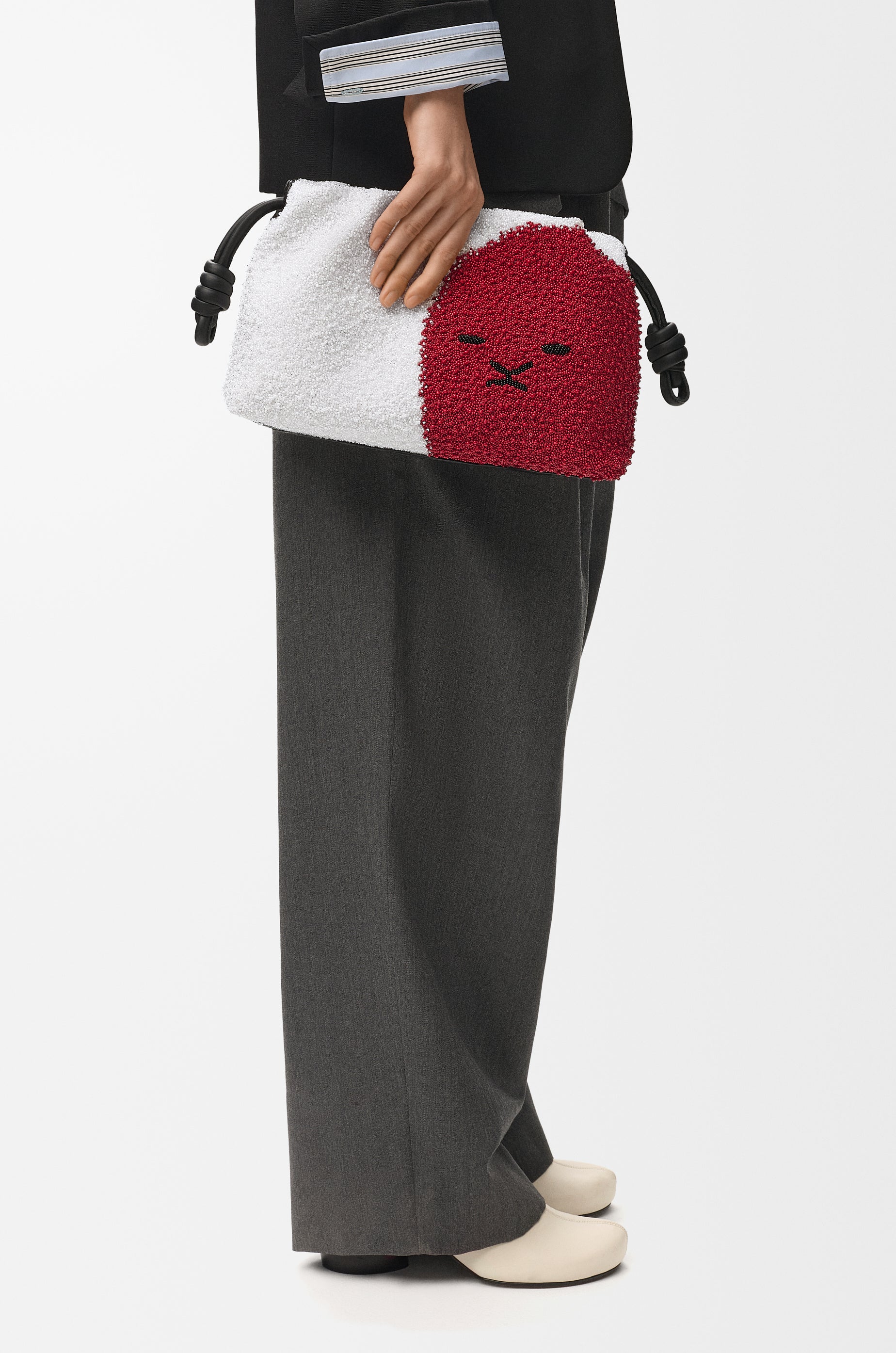 Loewe Medium Lion Beads Flamenco purse in beaded canvas and calfskin