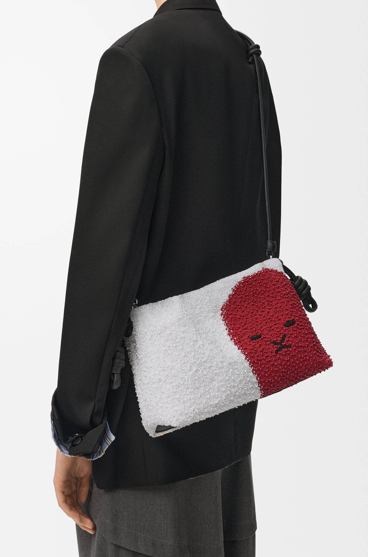 Loewe Medium Lion Beads Flamenco purse in beaded canvas and calfskin