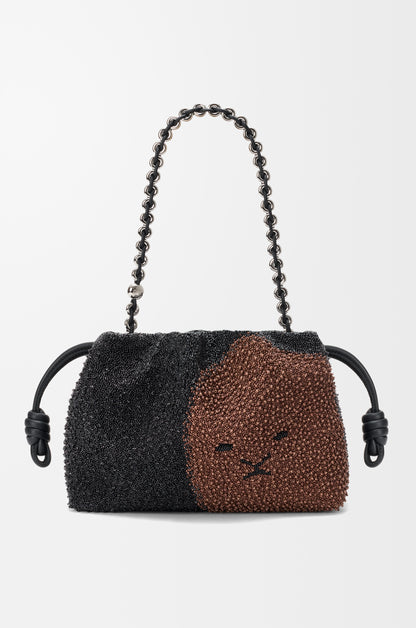 Loewe Medium Lion Beads Flamenco purse in beaded canvas and calfskin