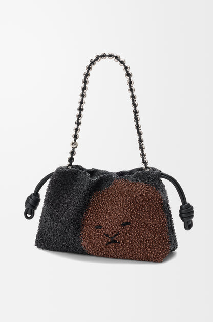 Loewe Medium Lion Beads Flamenco purse in beaded canvas and calfskin