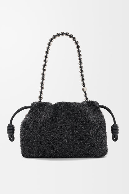 Loewe Medium Lion Beads Flamenco purse in beaded canvas and calfskin