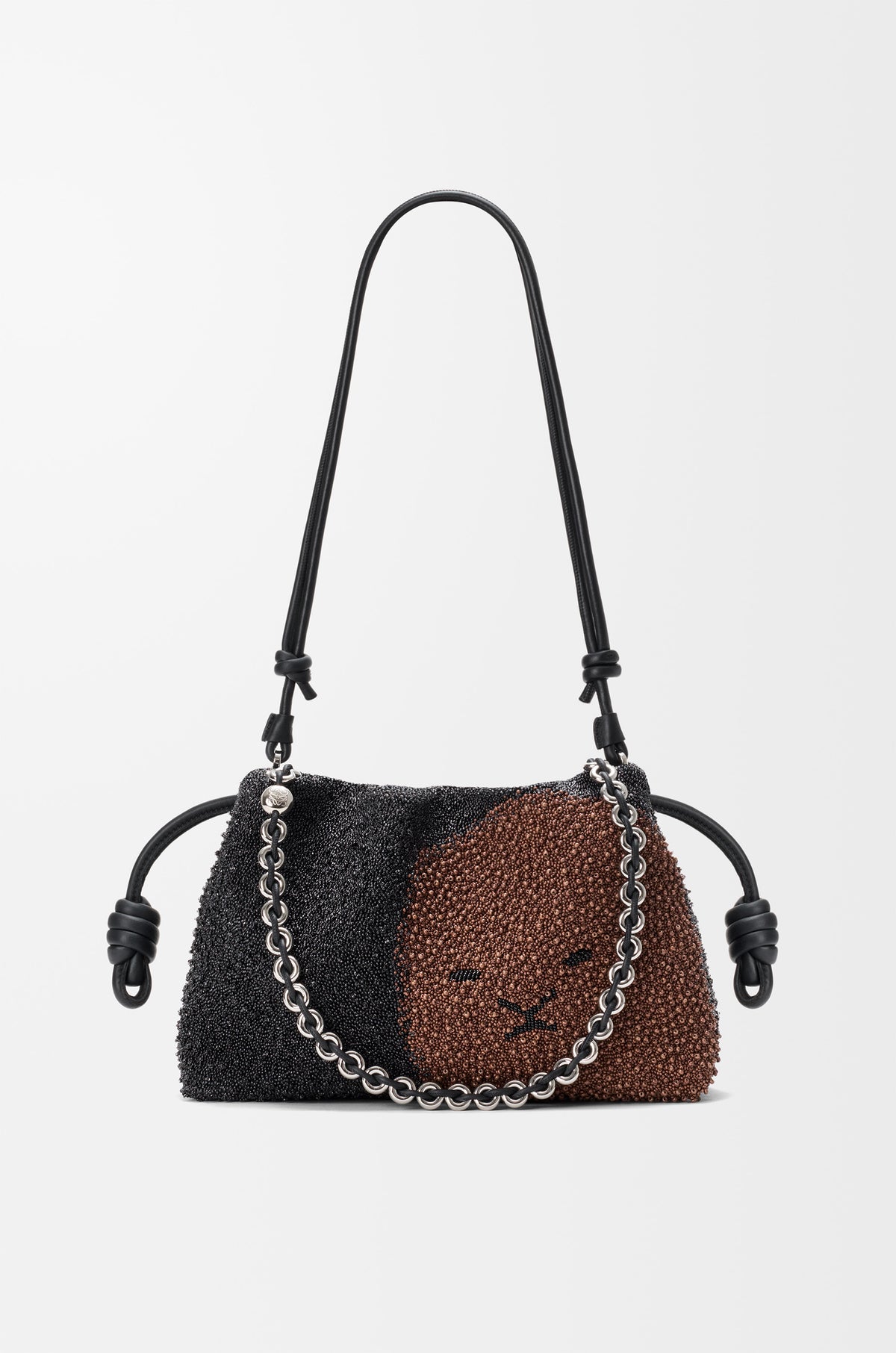 Loewe Medium Lion Beads Flamenco purse in beaded canvas and calfskin