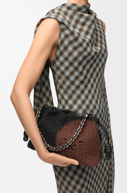 Loewe Medium Lion Beads Flamenco purse in beaded canvas and calfskin