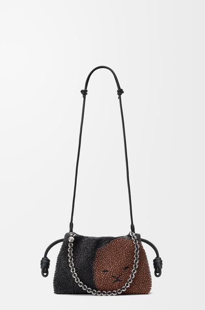 Loewe Medium Lion Beads Flamenco purse in beaded canvas and calfskin