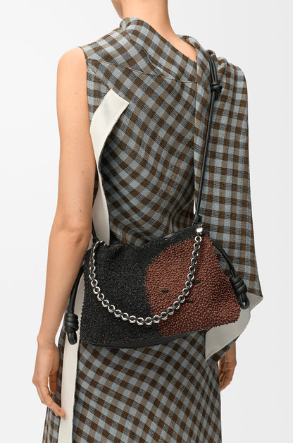 Loewe Medium Lion Beads Flamenco purse in beaded canvas and calfskin