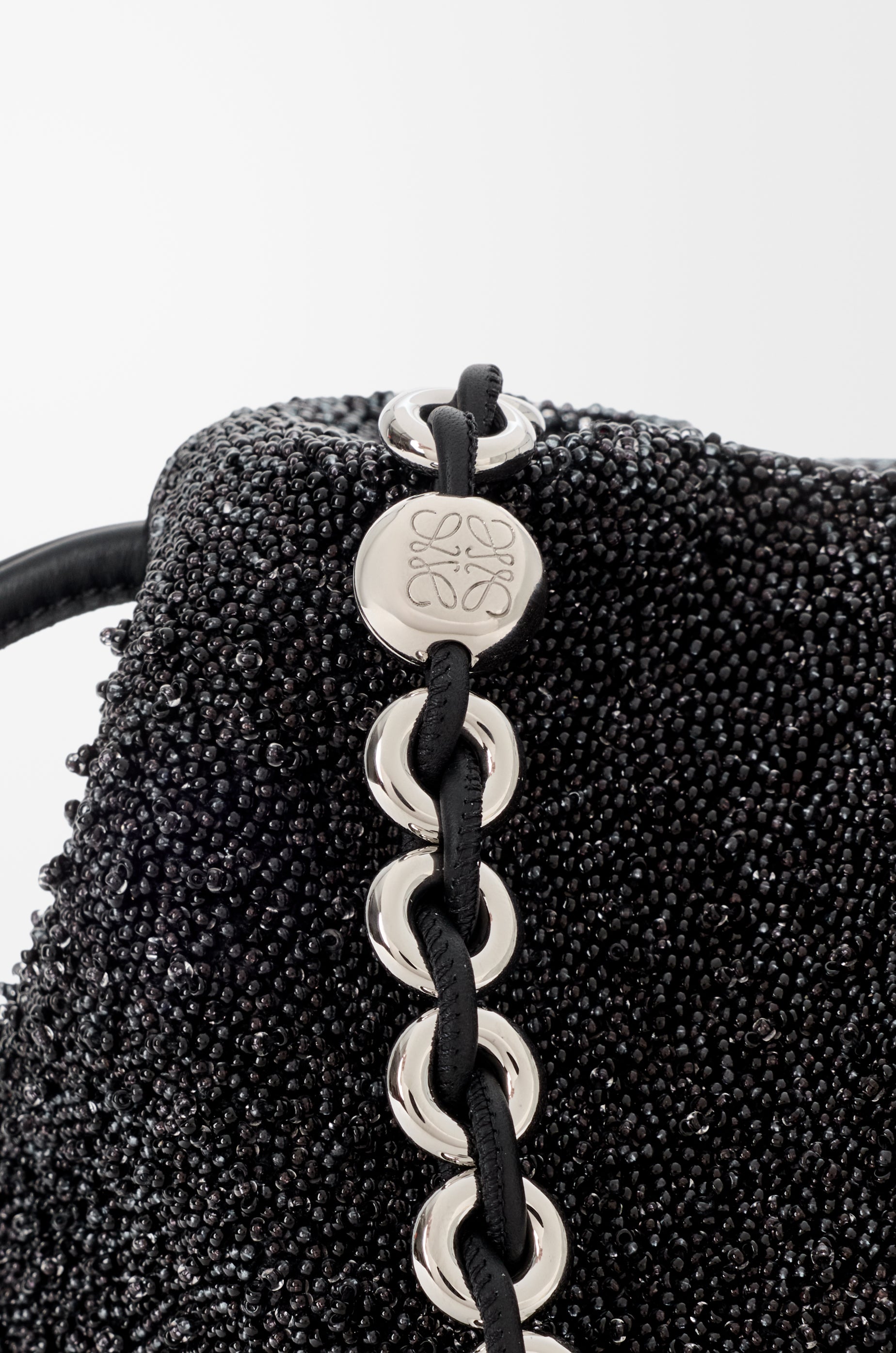 Loewe Medium Lion Beads Flamenco purse in beaded canvas and calfskin