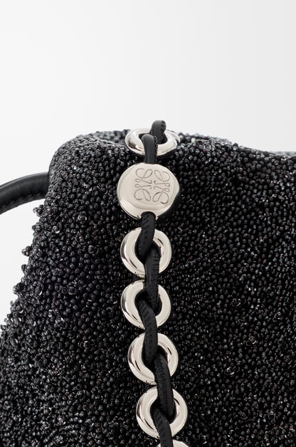 Loewe Medium Lion Beads Flamenco purse in beaded canvas and calfskin