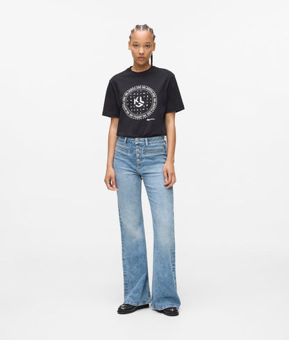 KarlLagerfeld Shearling Moon Shoulder Bag Black/White