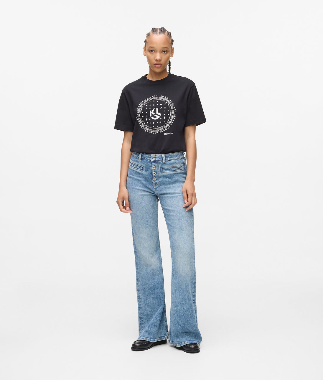 KarlLagerfeld Shearling Tote Bag Black/White