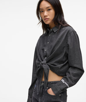 KarlLagerfeld Logo Shiny Shoulder Bag Black