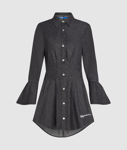 Karl Lagerfeld Flared Denim Dress Washed Black