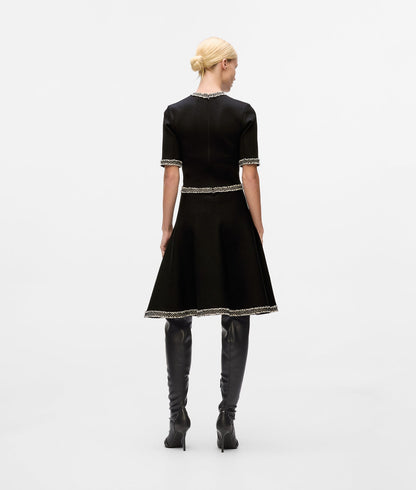 Karl Lagerfeld Bouclé Detail Knit Dress Black
