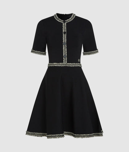 Karl Lagerfeld Bouclé Detail Knit Dress Black