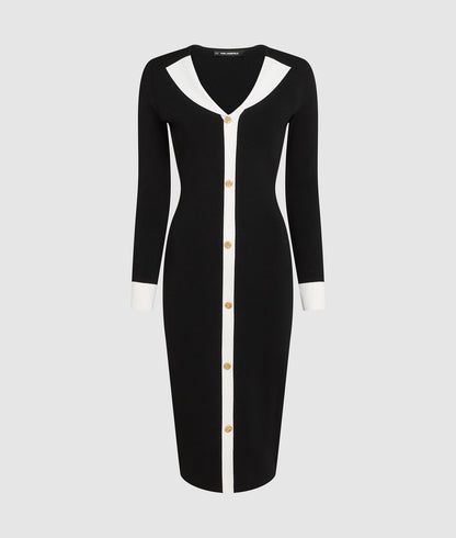 Karl Lagerfeld Karl Dna Knit Dress Black/White