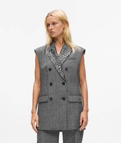 KarlLagerfeld Ksignature Sequin Round Crossbody Bag Herringbone Sequins