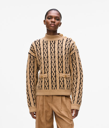 KarlLagerfeld Kcircle Small Shearling Tote Bag Caramel