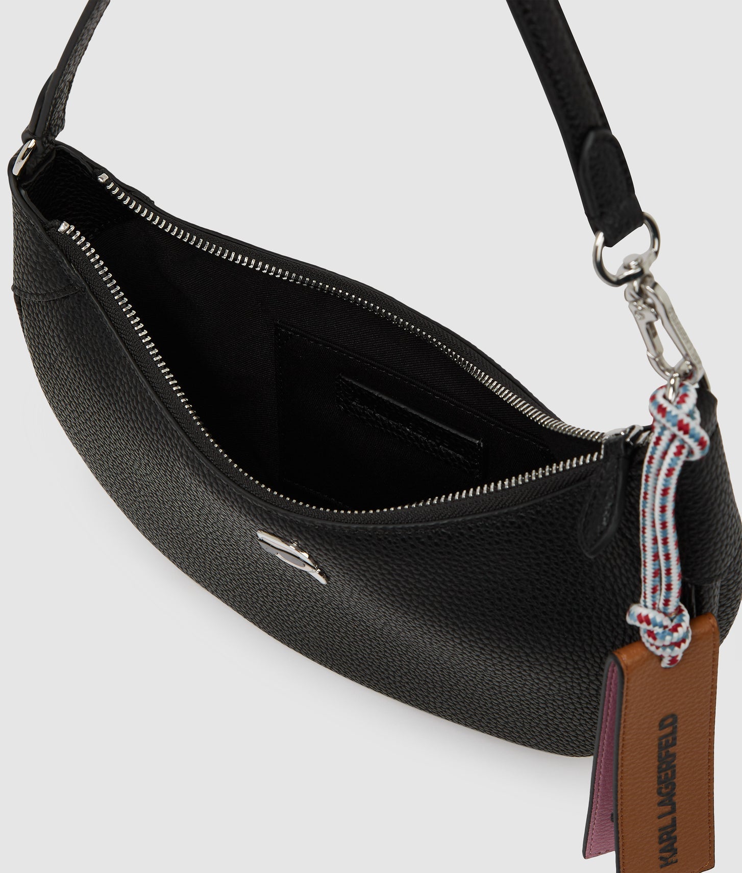 KarlLagerfeld Ikon Pebble Moon Shoulder Bag Black