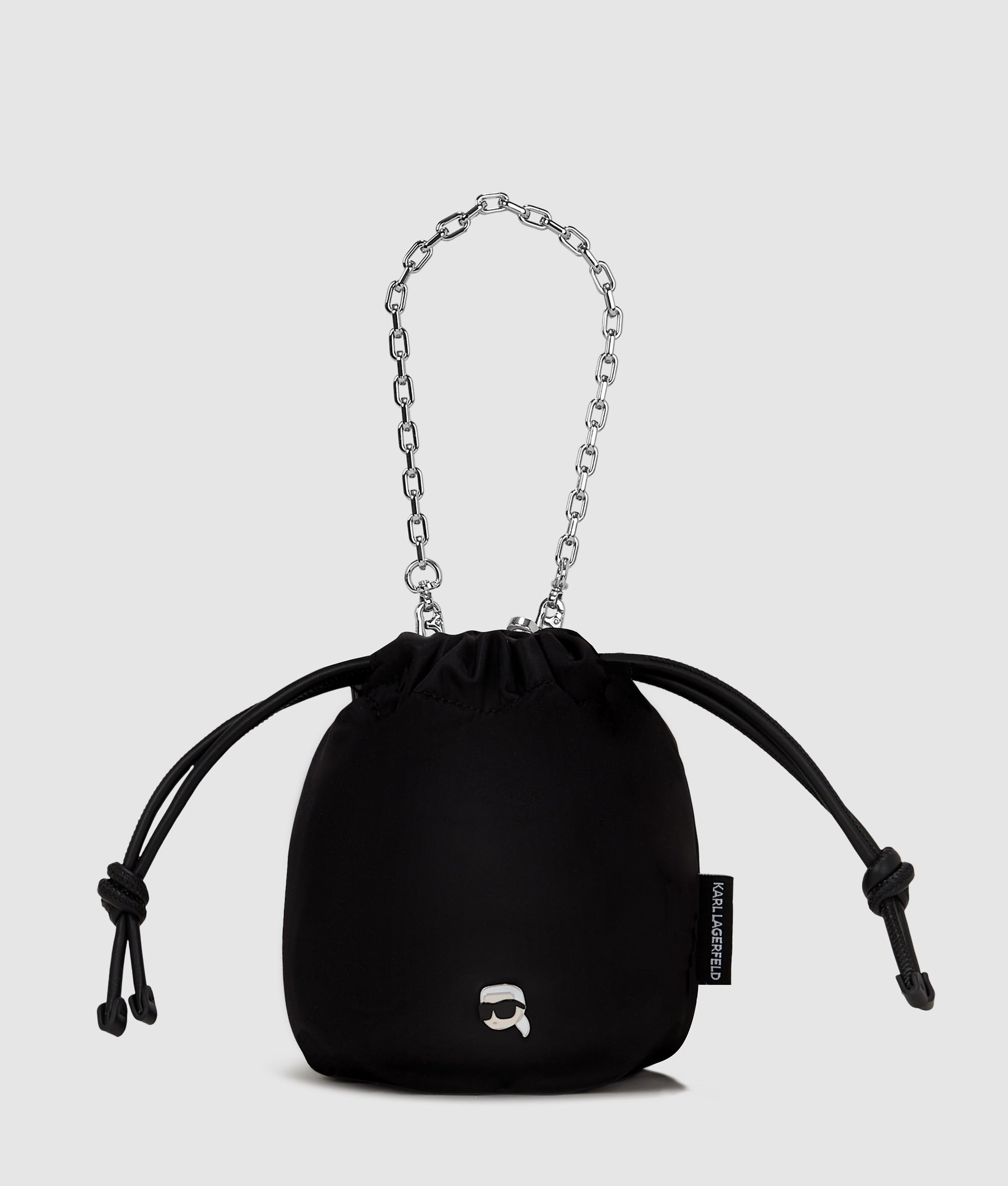KarlLagerfeld Ikon Nylon Small Bucket Bag Black