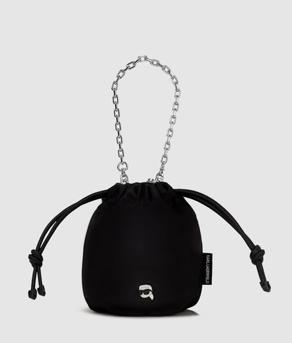 KarlLagerfeld Ikon Nylon Small Bucket Bag Black